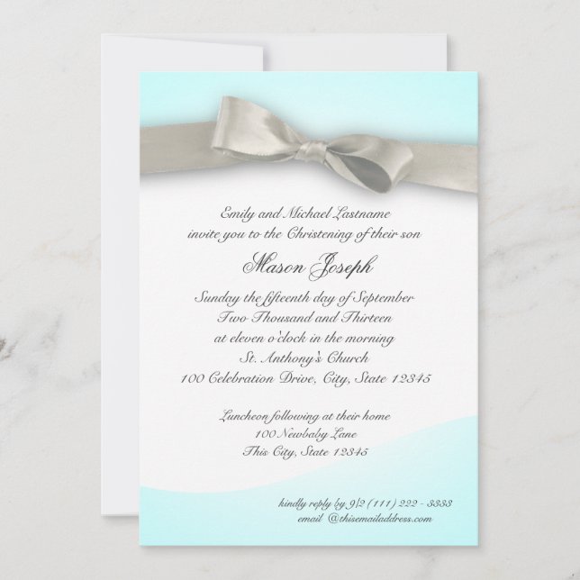 Dop med rosett inbjudningar (Framsida)