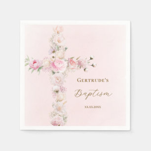 Dop rosa blomkors pappersservett