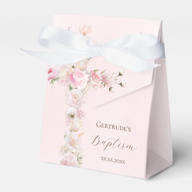 Dop rosa blommig kors favoritlåda presentaskar (Framsidan Sidan)