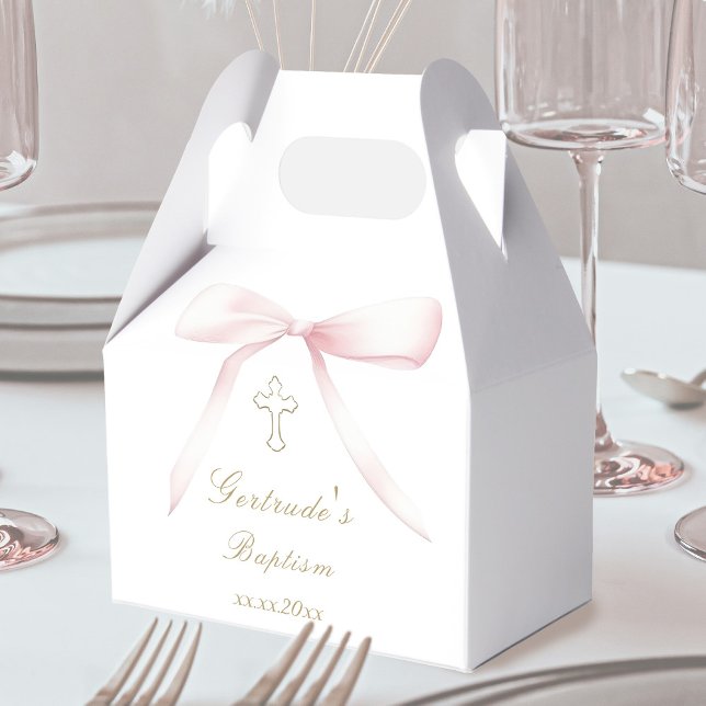 Dop rosa rosett babyflicka  presentaskar (Skapare uppladdad)