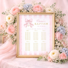 Dop Rosabåge Babyflicka Platsindelning Poster