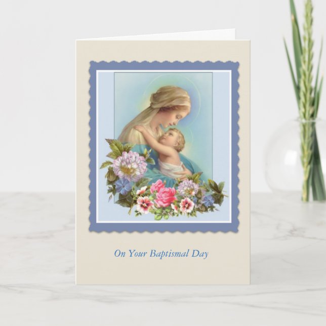 DOP Virgin Maria Bebis Rosor Välsignelse Kort (Framsida)