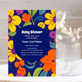Dopamin Baby Bliss - feta Retro-färgade Blommigtar Inbjudningar
