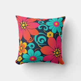 Dopamin Decor- Bright Funky Flowers-Retro Kudde