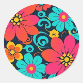 Dopamin Decor - Bright Funky Flowers-Retro Runt Klistermärke