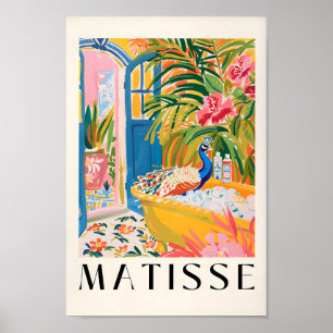 Dopamin Decor, Peacock in Bathtub Art Print, Funn Poster