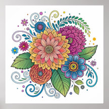 Dopamin Radiant Blommigt 1 Poster