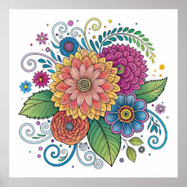 Dopamin Radiant Blommigt 1 Poster