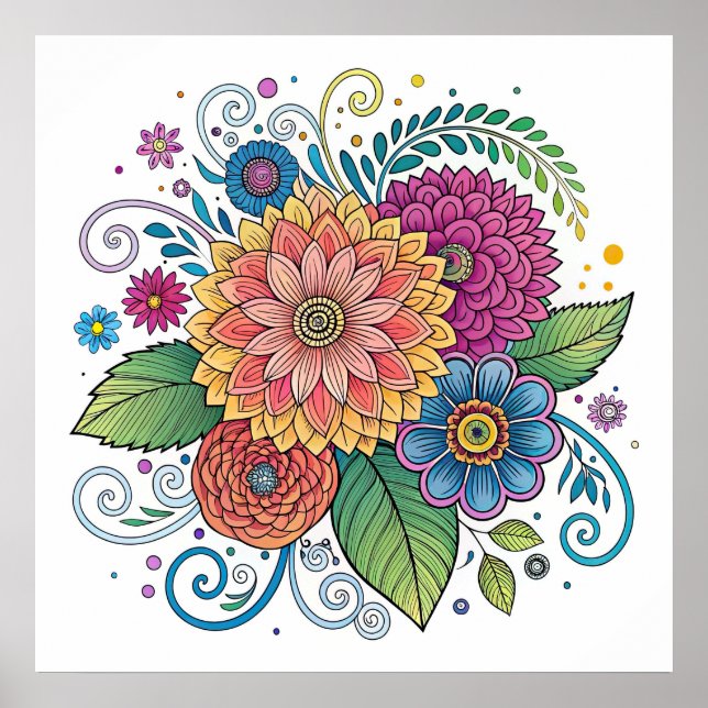 Dopamin Radiant Blommigt 1 Poster (Framsidan)