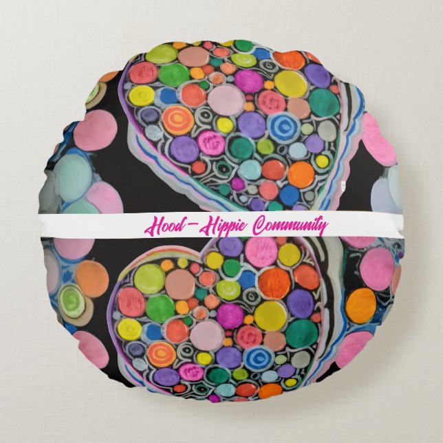 "Dopamine Decor" Kuddskryddare Rund Kudde (Framsidan)