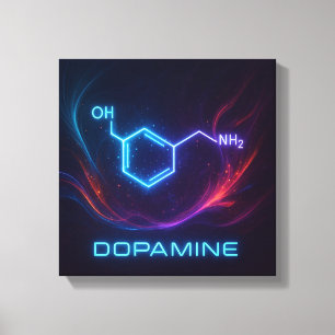 Dopaminenergiflöde - Abstrakt Molekylärt neon Canvastryck