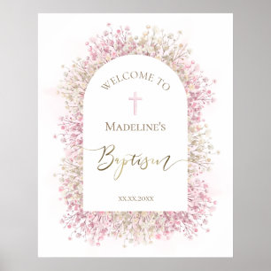 Dopblommig välkomstskylt poster