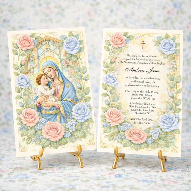 Dopblommor Jesus Segen Moder Rosor Inbjudningar (Skapare uppladdad)