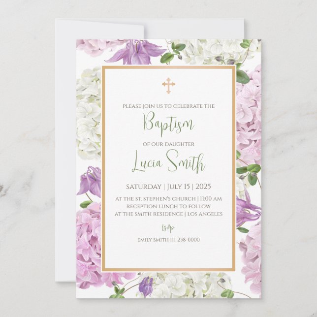 Dopceremoni inbjudningar för flickor dop (Framsida)