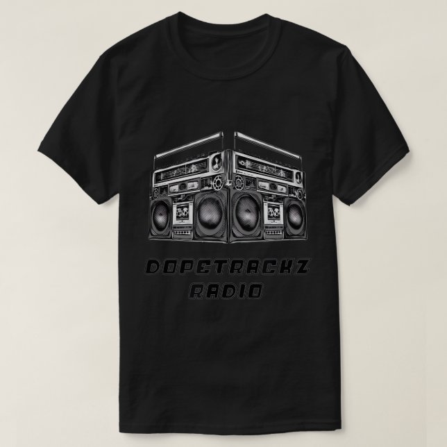 DOPETRACKZ RADIO - Logotyp Black & White T-Shirt (Design framsida)