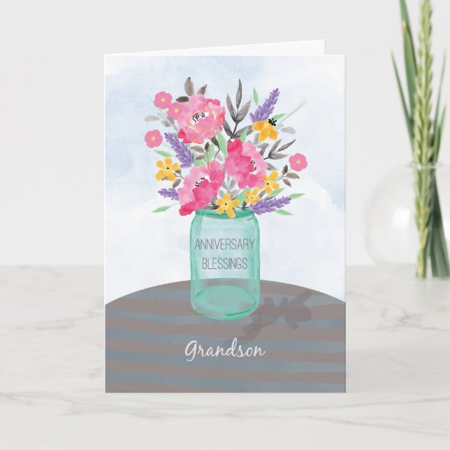 Dopfadders jubileumsvas med blommor kort (Framsida)