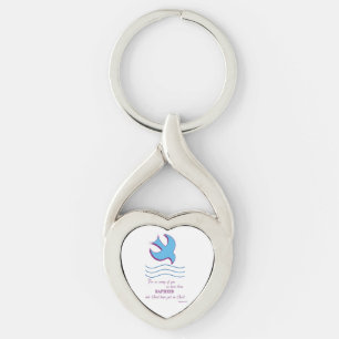 Dopfågel för vuxna på rosa twisted heart silverfärgad nyckelring