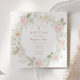 Dopfest Invitation för Flickor med Baby's Breath o Inbjudningar