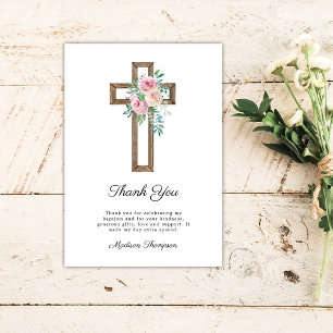 Dopfest med blomkors tack kort