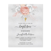 Dopfest silver rosa guld flicka budget inbjudan