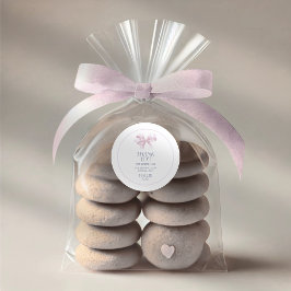 Dopfestklistermärke för flickor – Rosa båge Runt Klistermärke