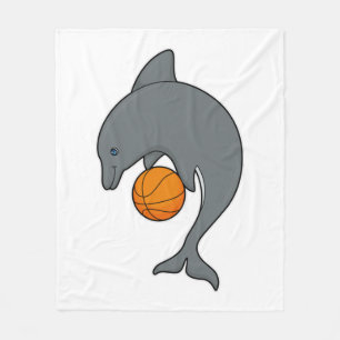 Dophin as Basketball player with Basketball Fleecefilt