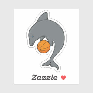 Dophin as Basketball player with Basketball Klistermärken