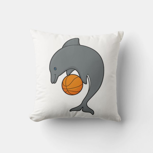 Dophin as Basketball player with Basketball Kudde (Framsida)