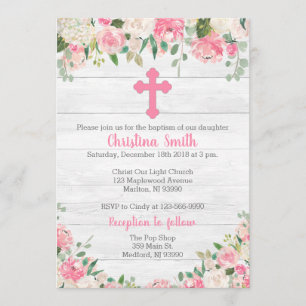 Dopinbjudningar för en flicka - vattenfärgblomma inbjudningar