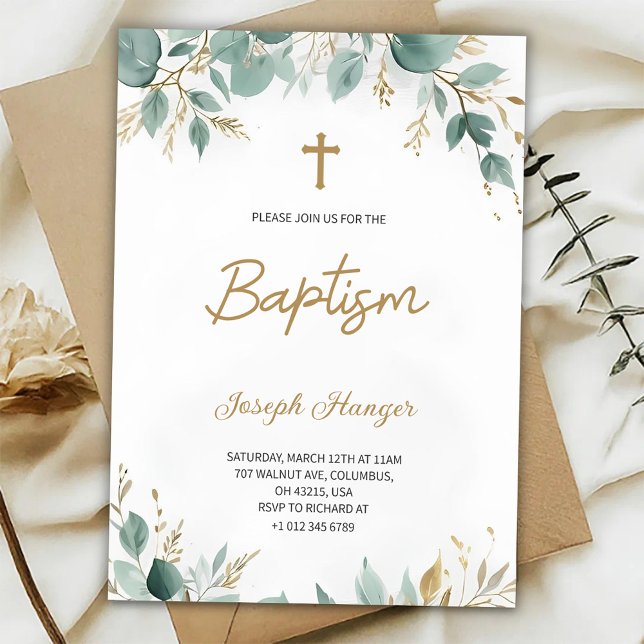 dopinvitation med elegant blomsterdesign inbjudningar (Skapare uppladdad)