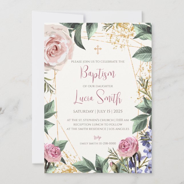 Dopinvitationer för flickor för dopfirande inbjudningar (Framsida)