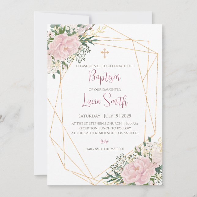 Dopinvitationer för flickor för dopkort inbjudningar (Framsida)