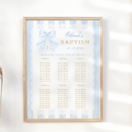 Dopning Blå Båge Baby Pojke  Placeringsplan Poster