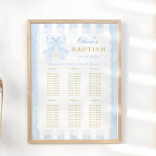 Dopning Blå Båge Baby Pojke  Placeringsplan Poster