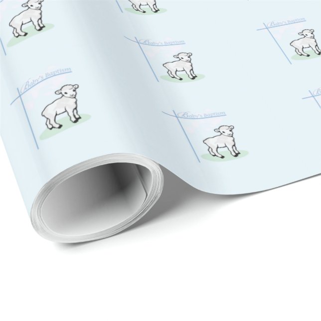 Dopning Blå Pojke Lamm, Anpassningsbar Presentpapper (Rullad Hörn)