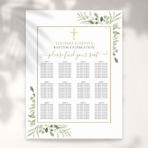 Dopning Namngivning Grönska Guld Sittplatskarta Poster