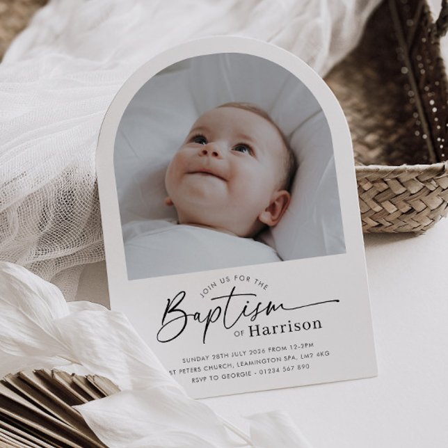 Dopnings inbjudan med valvfoto (Zazzle Arch Photo Baptism Invitation)