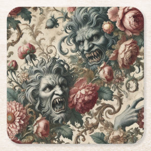 Doppelganger Malevolence - Gothic Blommigt Pillow Underlägg Papper Kvadrat