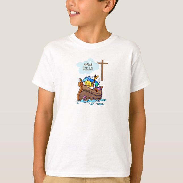 Doppojke Noaks ark, söt djur-personlig T Shirt (Framsida)