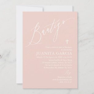 Dopsinbjudan för flicka dammig rosa inbjudningar