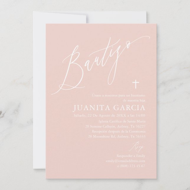 Dopsinbjudan rosa damm inbjudningar (Framsida)