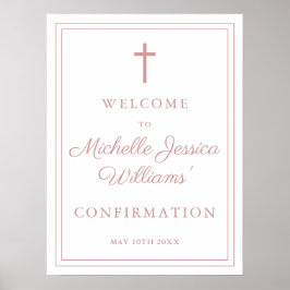 Dopsrosa kant bekräftelse välkomstskylt poster