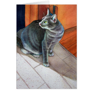 Dora, Grått Tabby katt, Hälsningskort