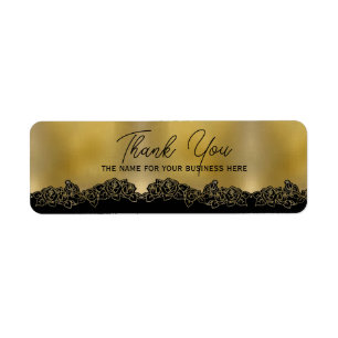 dorada con flores de gracias personalizada returadress etikett