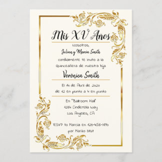 Dorado Quinceañera Inbjudningar