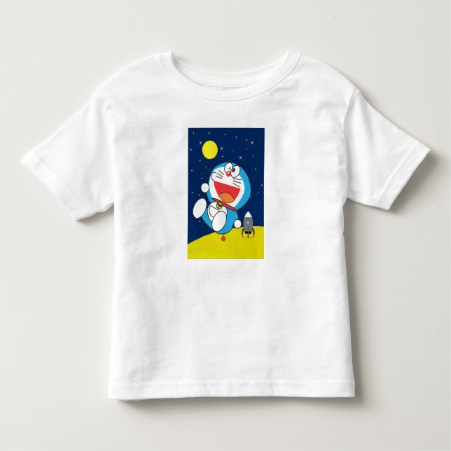 Doraemon at Space Adventure Design  T Shirt (Framsida)