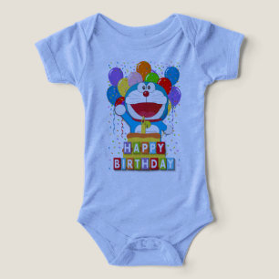 Doraemon med tårta och ballongkonst t shirt