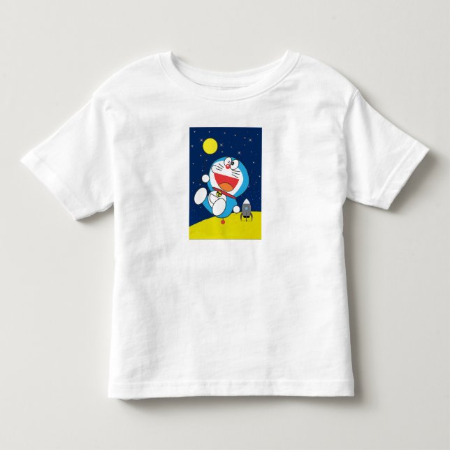 Doraemon på rymdäventyrsdesign  t shirt (Framsida)