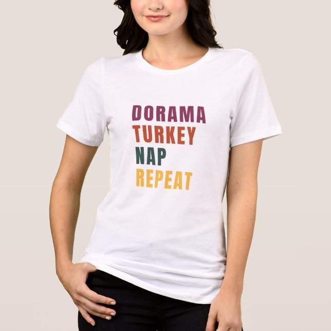 Dorama Älskare Thanksgiving Nap Day Design T Shirt (Framsida)