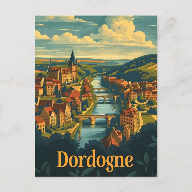 Dordogne Frankrike Vykort (Framsida)